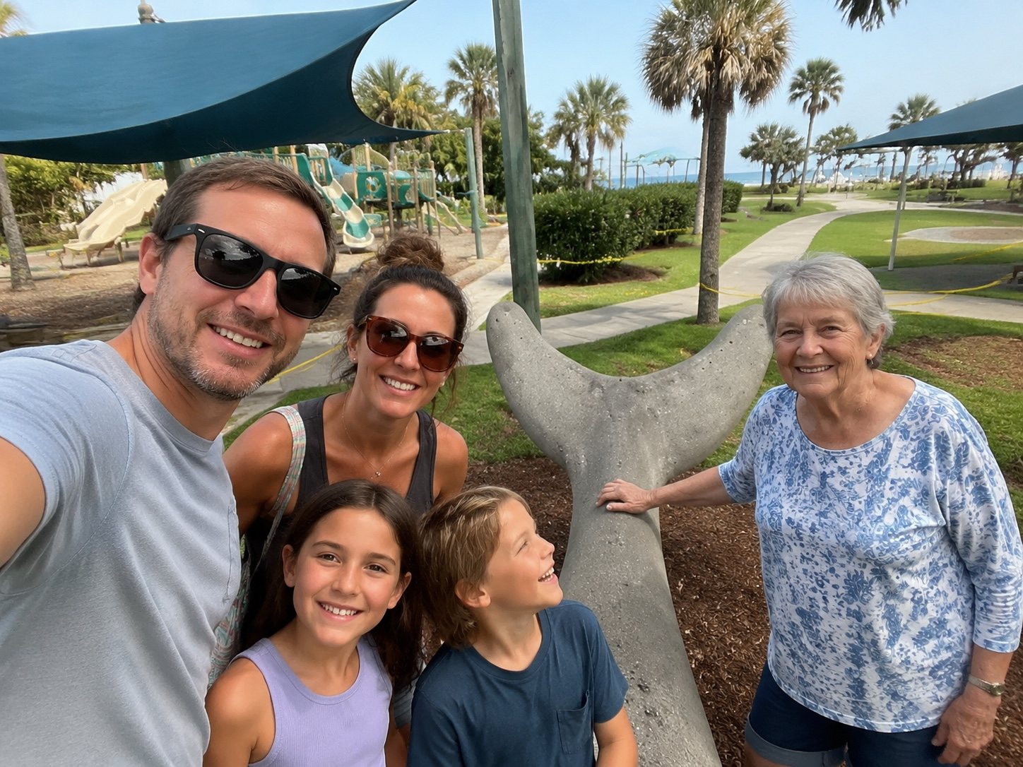A multigenerational family spending the day together in Vero Beach, Florida.